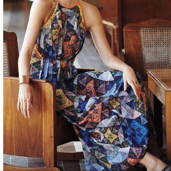 Anthropologie Ranna Gill Condesa Maxi Size M Geometric Studded Embroidered - Picture 16 of 16